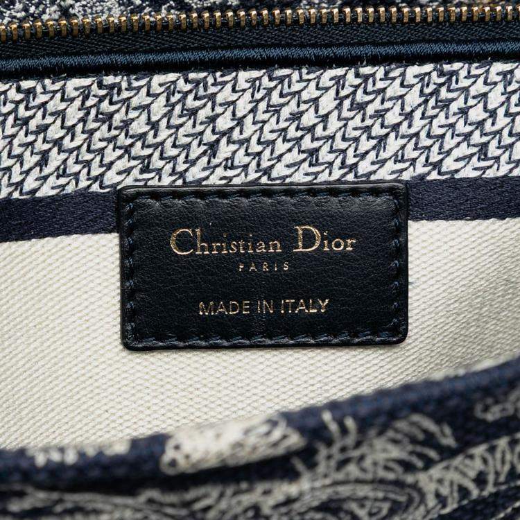 Pre Owned Dior Blue Large Embroidered Canvas Toile de Jouy Lady D Lite