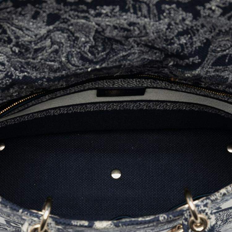 Pre Owned Dior Blue Large Embroidered Canvas Toile de Jouy Lady D Lite
