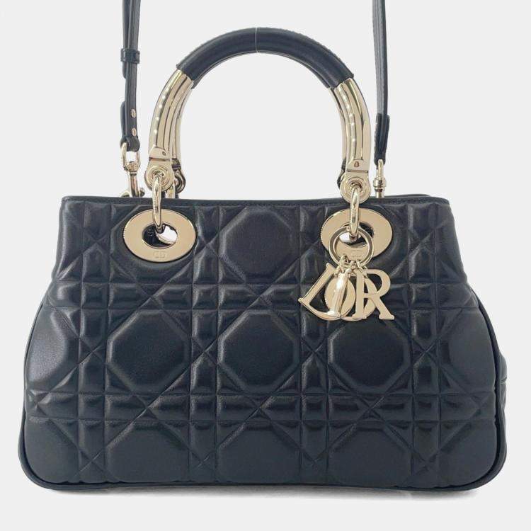 مملوكة مسبقًا Christian Dior 95.22 Cannage Medium Leather Handbag Black