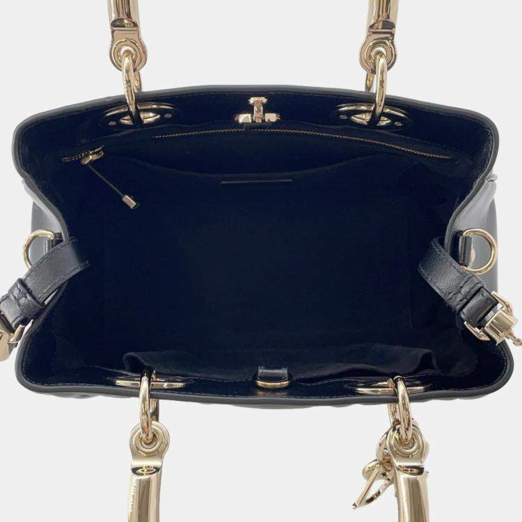 مملوكة مسبقًا Christian Dior 95.22 Cannage Medium Leather Handbag Black