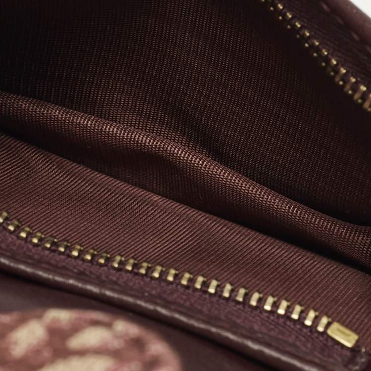 Pre Owned Dior Saddle Burgundy Diorissimo Canvas Compact Wallet