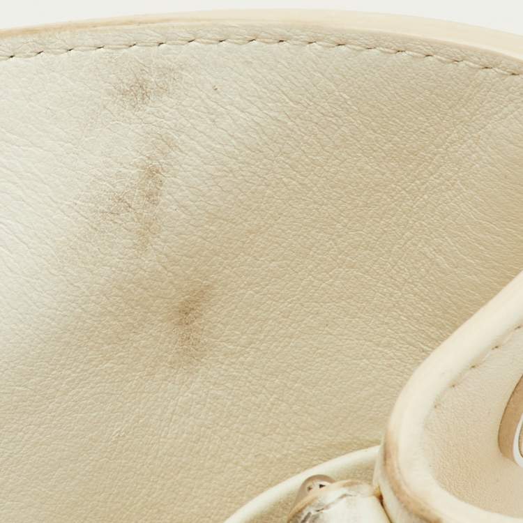 Pre Owned Dior Diorissimo Medium White Leather Flower Print Shopper Tote