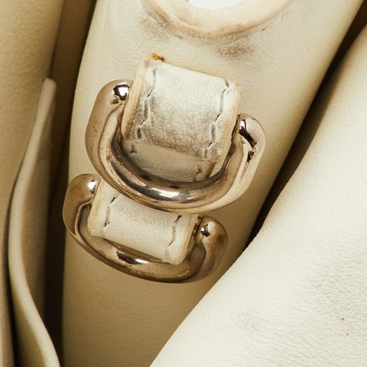 Pre Owned Dior Diorissimo Medium White Leather Flower Print Shopper Tote