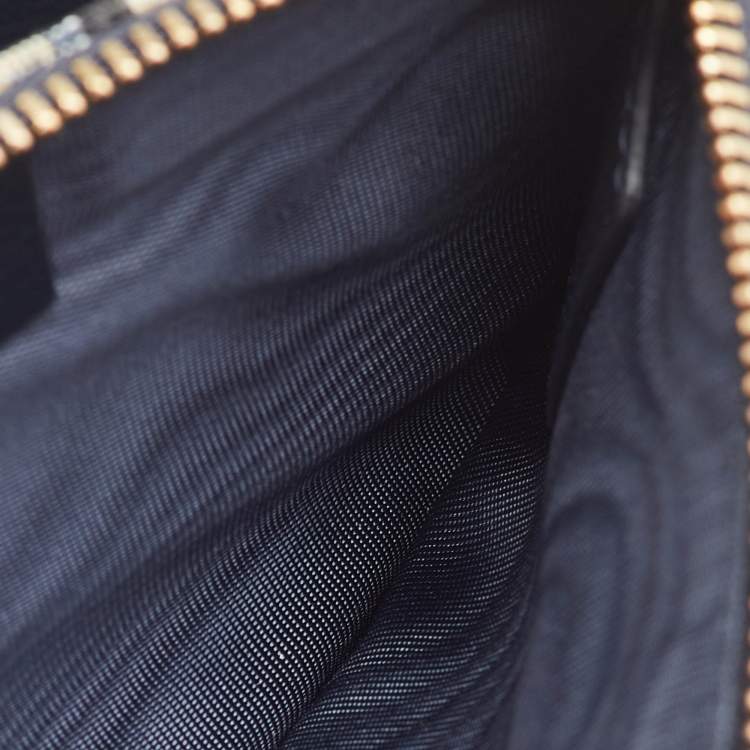 Pre Owned Dior Saddle Navy Blue Oblique Canvas and Leather Wallet On Chain