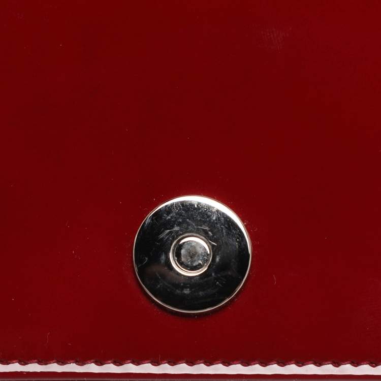 Pre Owned Dior Lady Dior Red Cannage Patent Leather Clutch