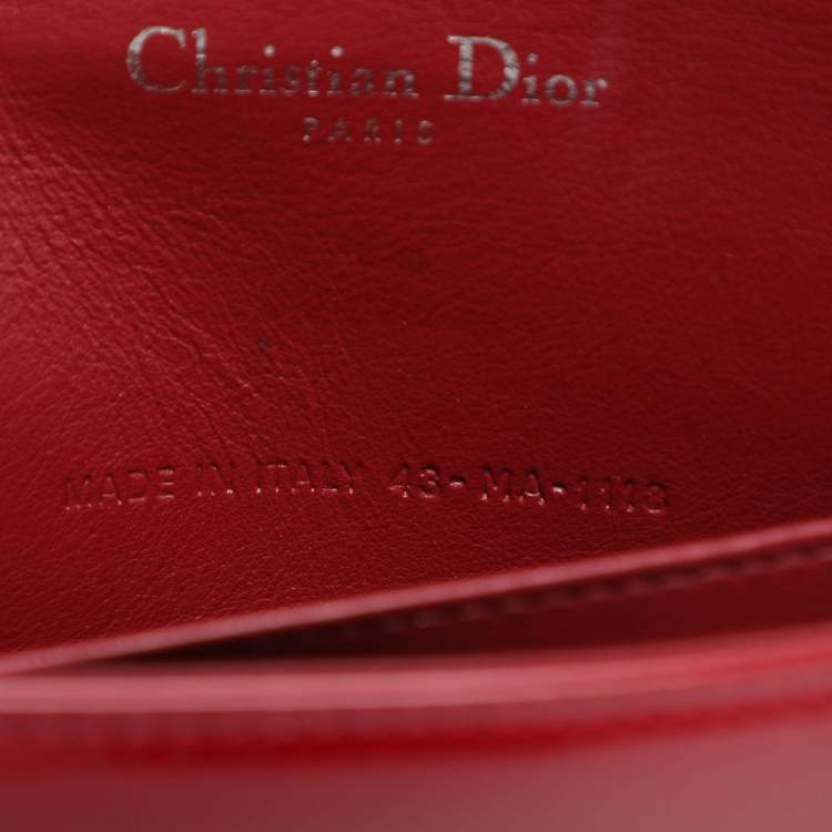 Pre Owned Dior Lady Dior Red Cannage Patent Leather Clutch