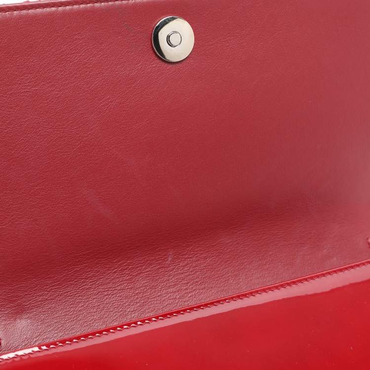 Pre Owned Dior Lady Dior Red Cannage Patent Leather Clutch