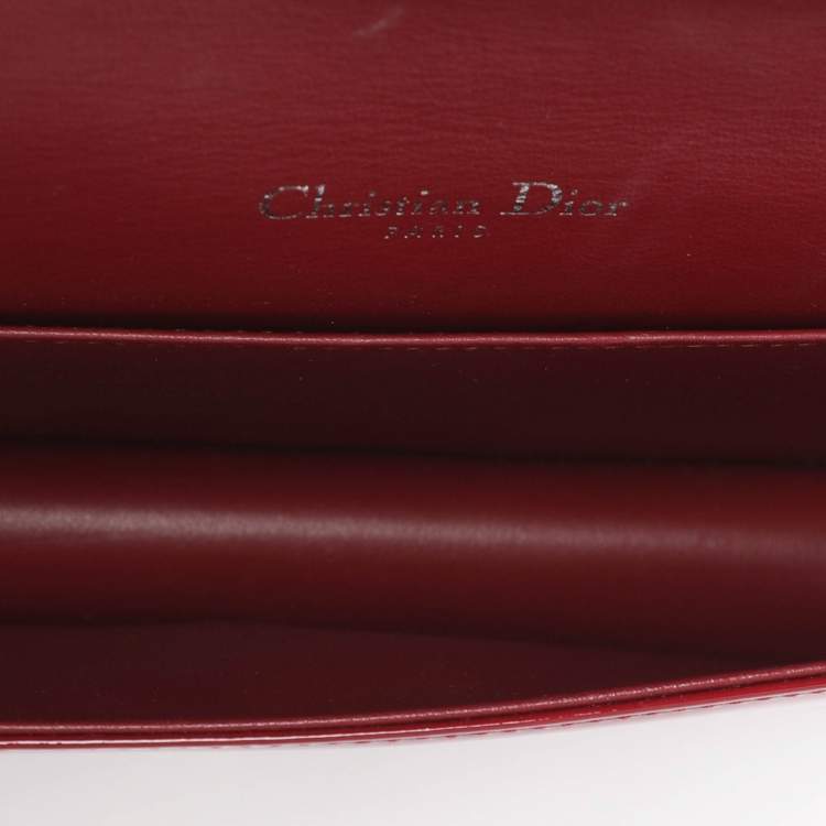 Pre Owned Dior Lady Dior Red Cannage Patent Leather Clutch