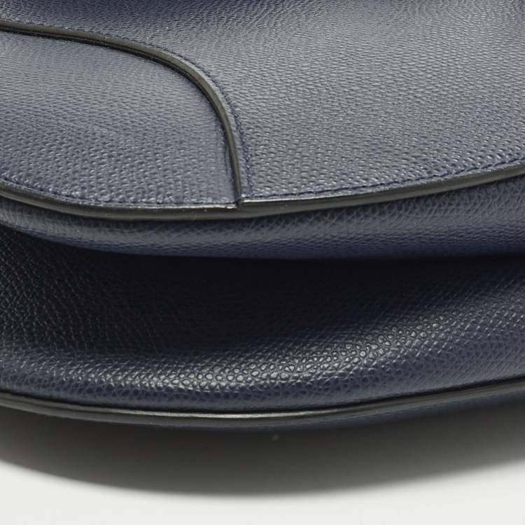 Pre Owned Dior Saddle Navy Blue Leather Shoulder Bag