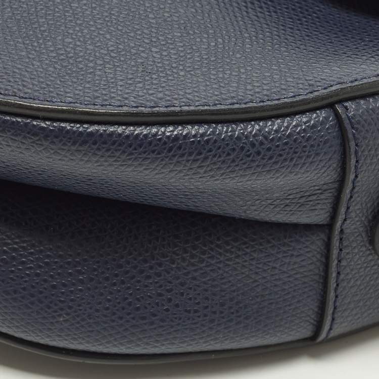 Pre Owned Dior Saddle Navy Blue Leather Shoulder Bag