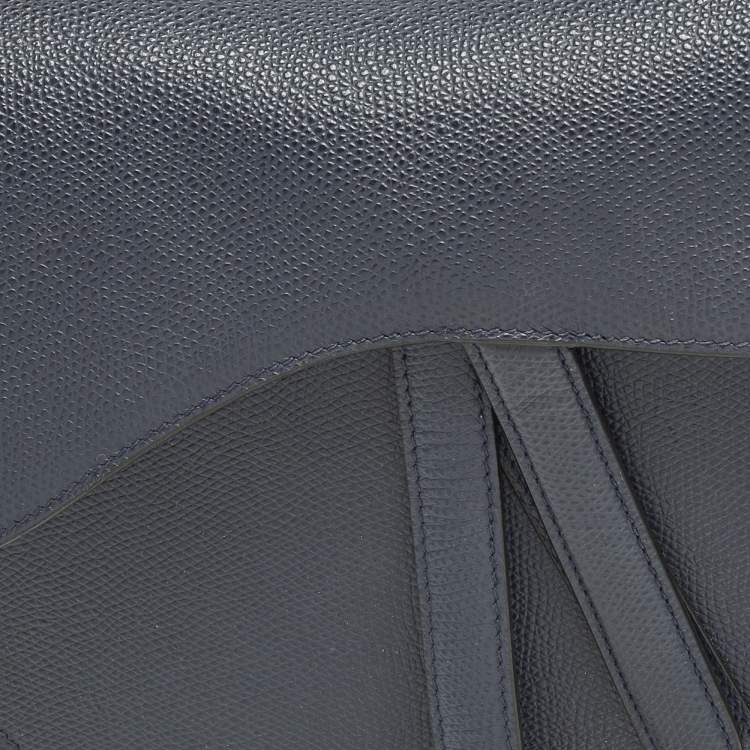 Pre Owned Dior Saddle Navy Blue Leather Shoulder Bag