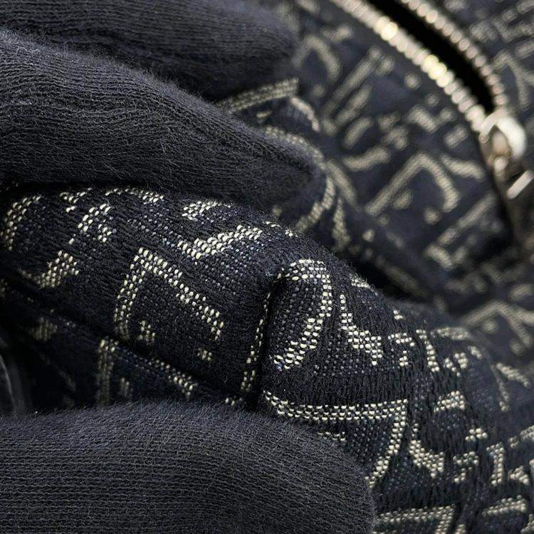 Pre Owned Dior Oblique Jacquard Rider Backpack Black Canvas Leather