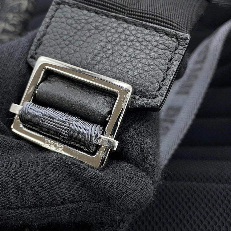 Pre Owned Dior Oblique Jacquard Rider Backpack Black Canvas Leather