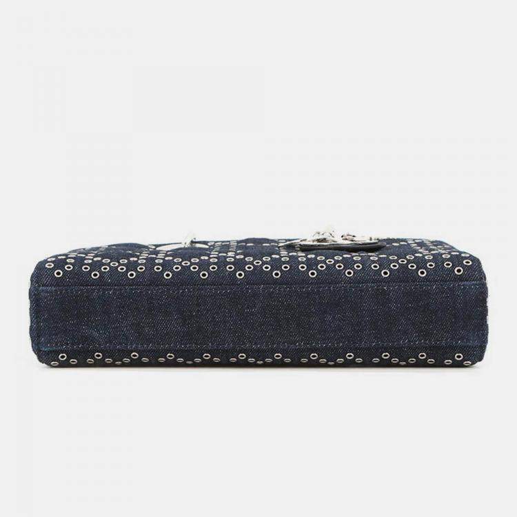 Pre Owned Dior Eyelet Detail Ladies D-Joy 2-Way Bag Navy Denim Size Medium