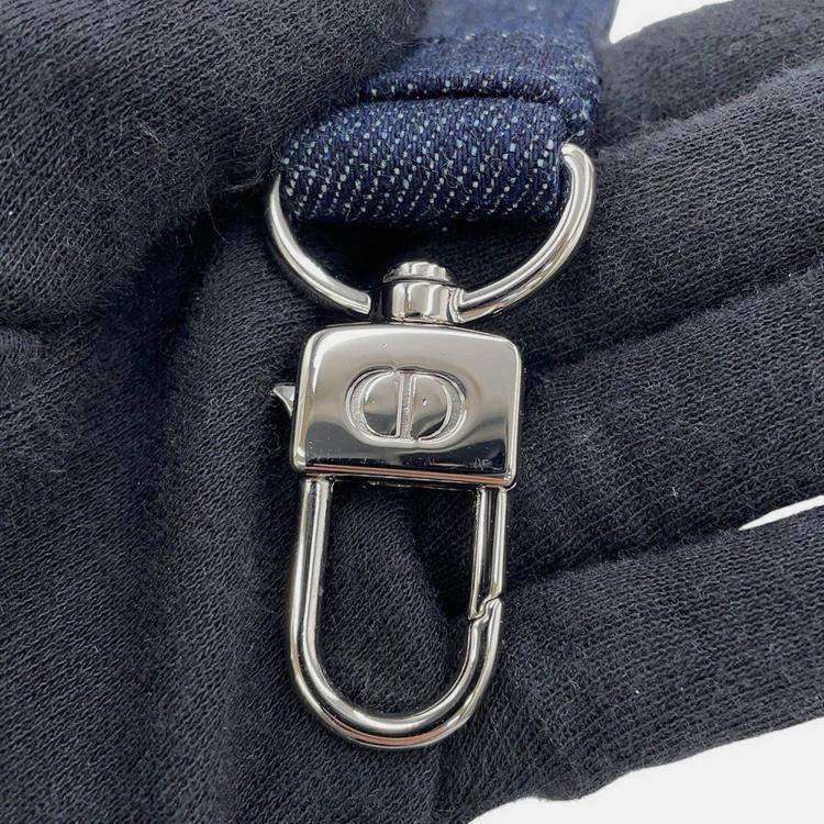 Pre Owned Dior Eyelet Detail Ladies D-Joy 2-Way Bag Navy Denim Size Medium