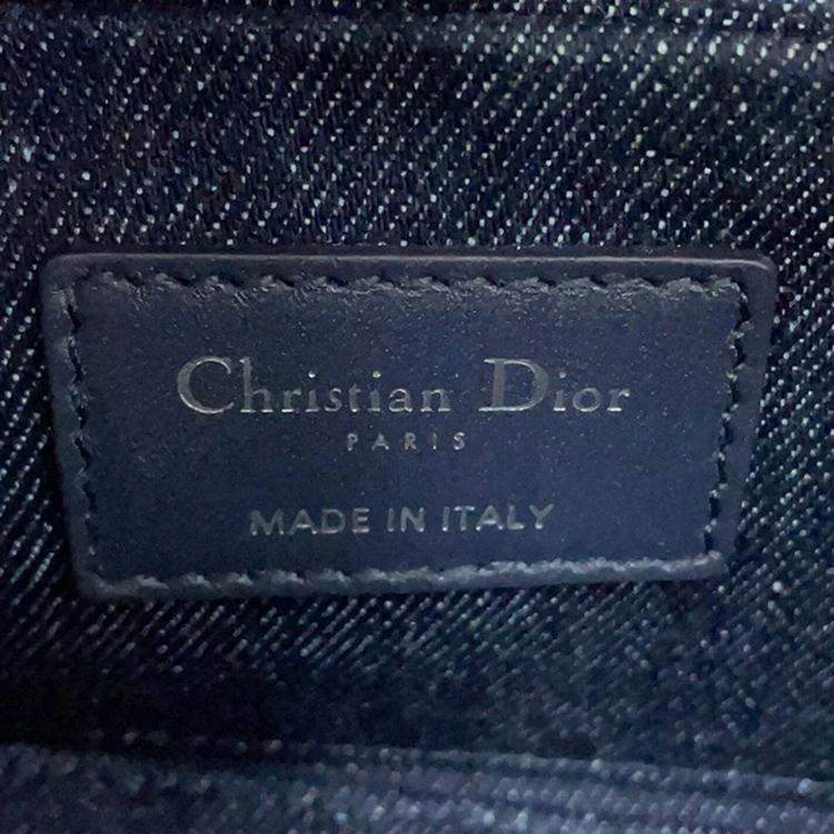 Pre Owned Dior Eyelet Detail Ladies D-Joy 2-Way Bag Navy Denim Size Medium