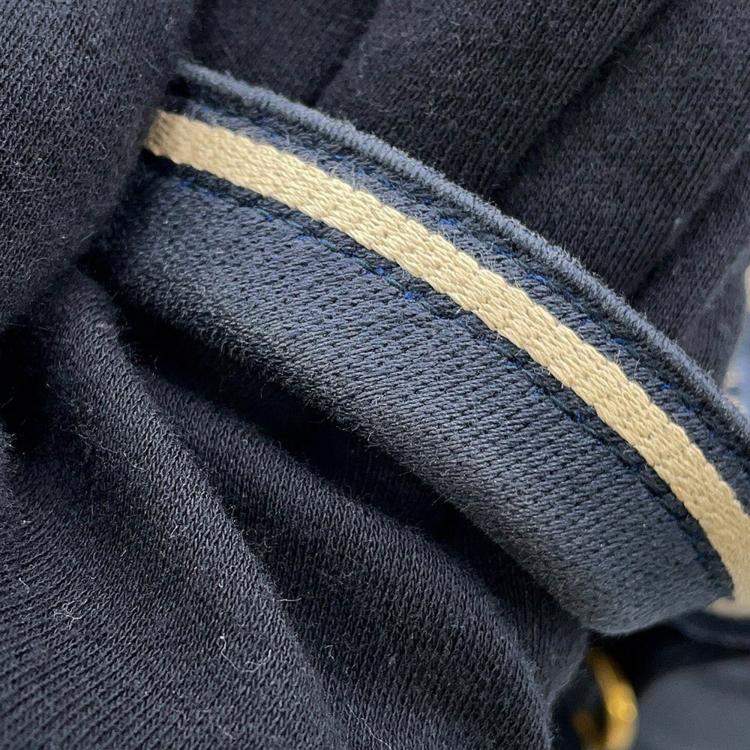 Pre Owned Dior Oblique Embroidery Book Tote Navy Canvas Calf Leather Size Small