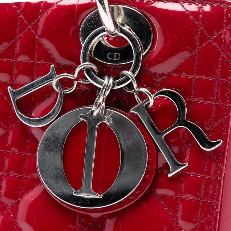Pre Owned Dior Red Medium Patent Cannage Lady Dior