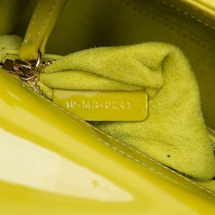 Pre Owned Dior Yellow Mini Patent Cannage Lady Dior