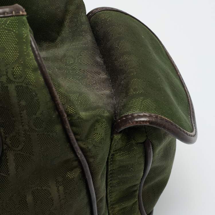 Pre Owned Dior Multipocket Green/Brown Diorissimo Nylon Shoulder Bag