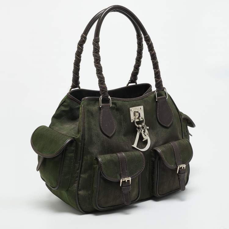 Pre Owned Dior Multipocket Green/Brown Diorissimo Nylon Shoulder Bag