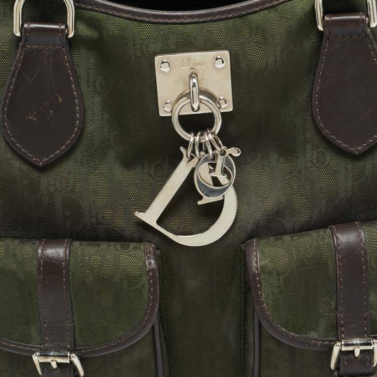 Pre Owned Dior Multipocket Green/Brown Diorissimo Nylon Shoulder Bag
