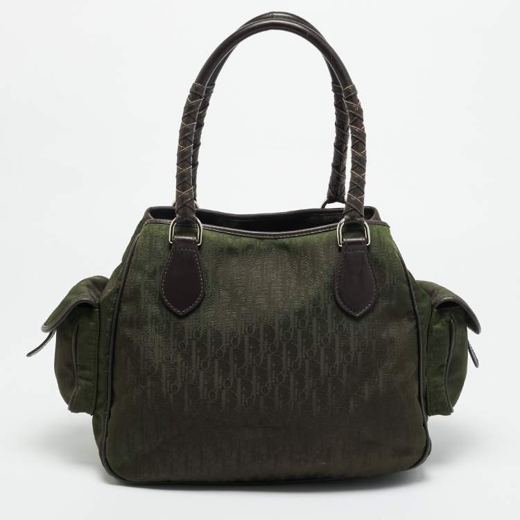 Pre Owned Dior Multipocket Green/Brown Diorissimo Nylon Shoulder Bag