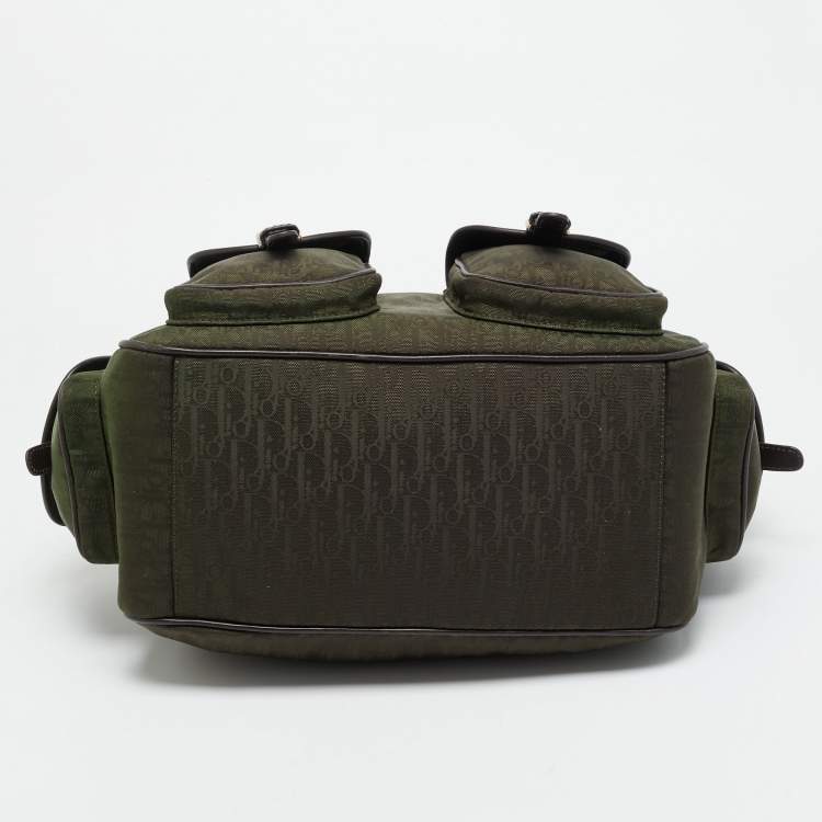 Pre Owned Dior Multipocket Green/Brown Diorissimo Nylon Shoulder Bag