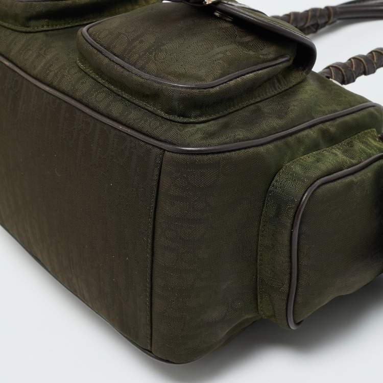 Pre Owned Dior Multipocket Green/Brown Diorissimo Nylon Shoulder Bag