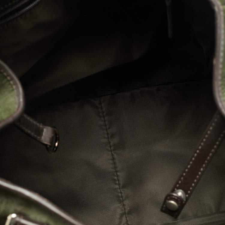 Pre Owned Dior Multipocket Green/Brown Diorissimo Nylon Shoulder Bag