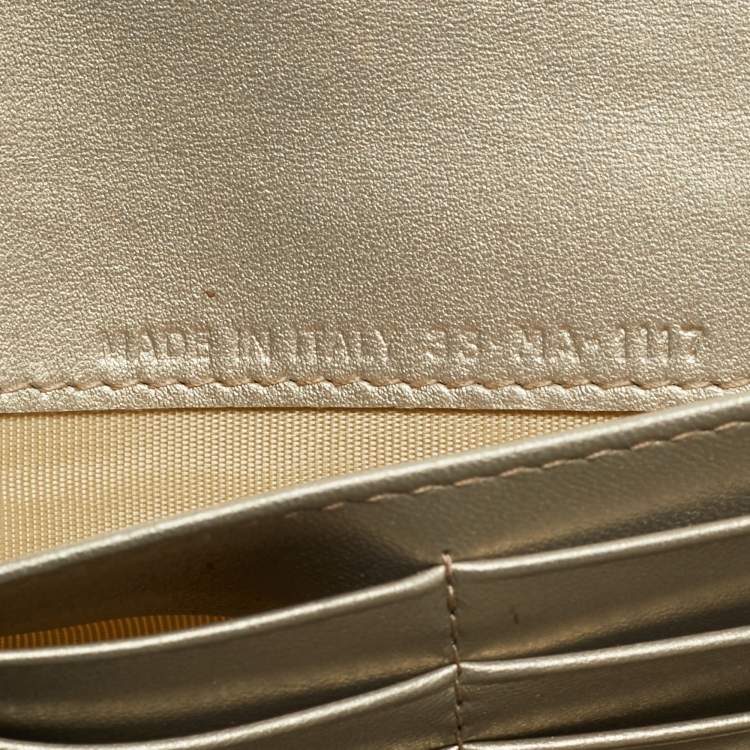 Pre Owned Dior Diorama Gold Leather Wallet On Chain