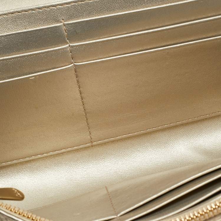 Pre Owned Dior Diorama Gold Leather Wallet On Chain