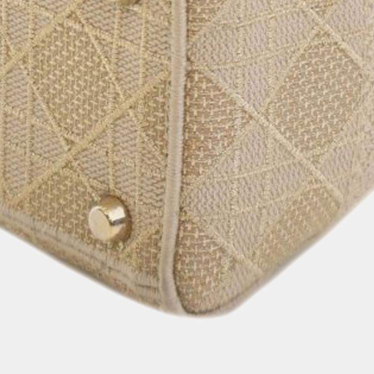 Pre Owned Dior Gold Medium Canvas Cannage Lady D Lite