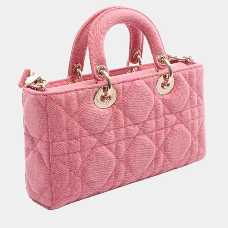 مملوكة مسبقًا Christian Dior Dior Lady D-Joy Medium Cannage Handbag Denim Pink