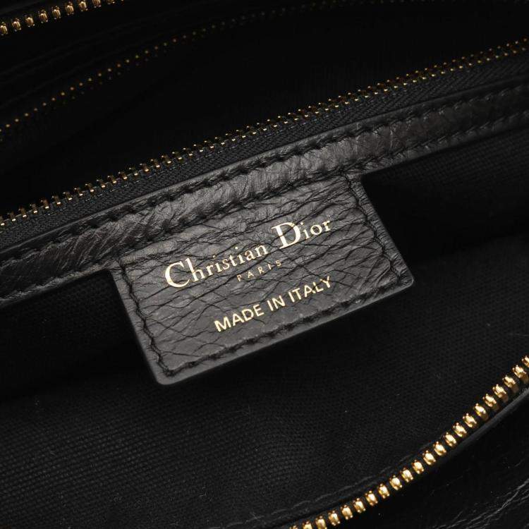 Pre Owned Christian Dior Dior Grand Tour Bowling Bag Leather Handbag Black
