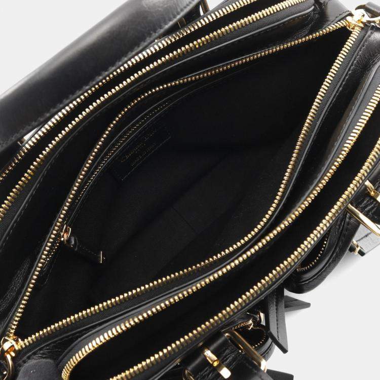 Pre Owned Christian Dior Dior Grand Tour Bowling Bag Leather Handbag Black