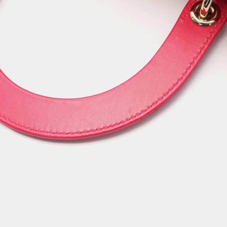 Pre Owned Christian Dior Dior Lady Large Handbag In Lambskin Leather Pink