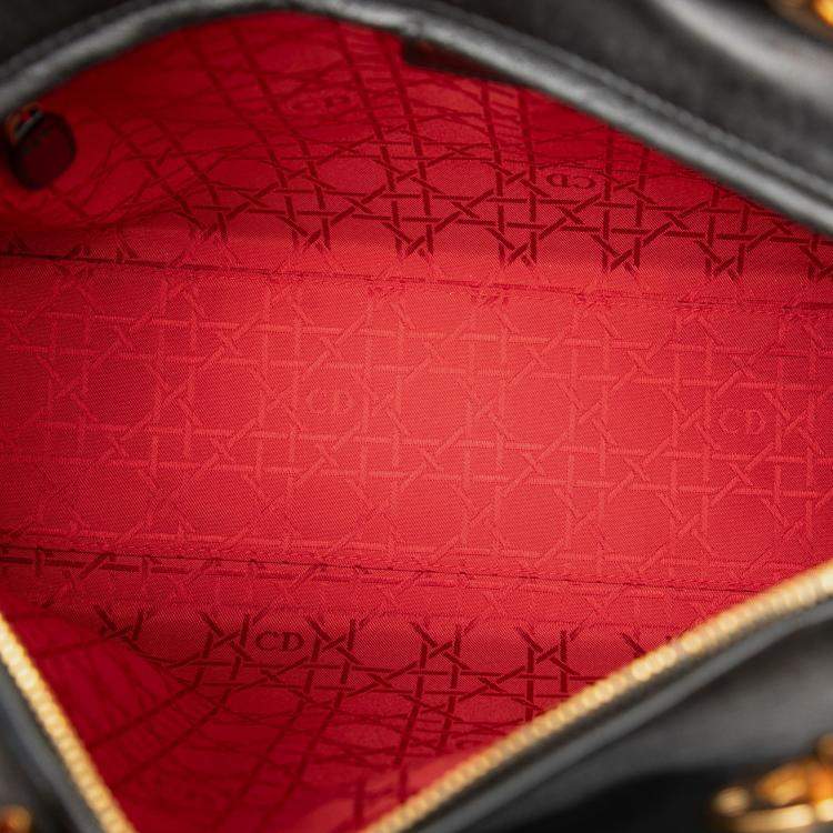 Pre Owned Dior Black Large Lambskin Cannage Lady Dior