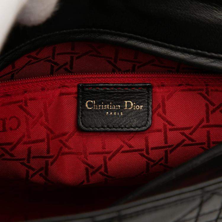 Pre Owned Dior Black Lambskin Cannage Shoulder Bag