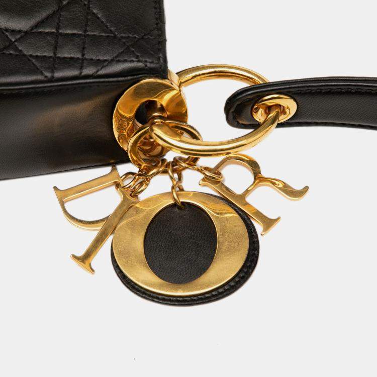 Pre Owned Dior Black Lambskin Cannage Shoulder Bag