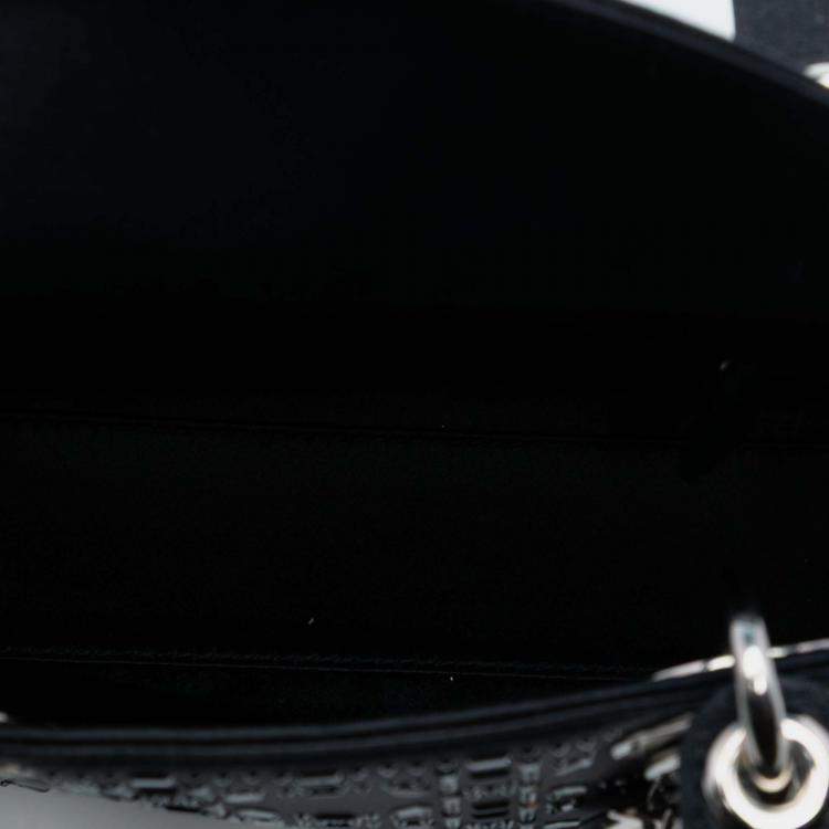 Pre Owned Dior Black Mini Satin Cannage Strass Crystal Embellished Lady Dior