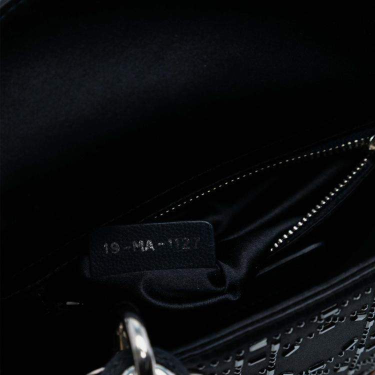 Pre Owned Dior Black Mini Satin Cannage Strass Crystal Embellished Lady Dior