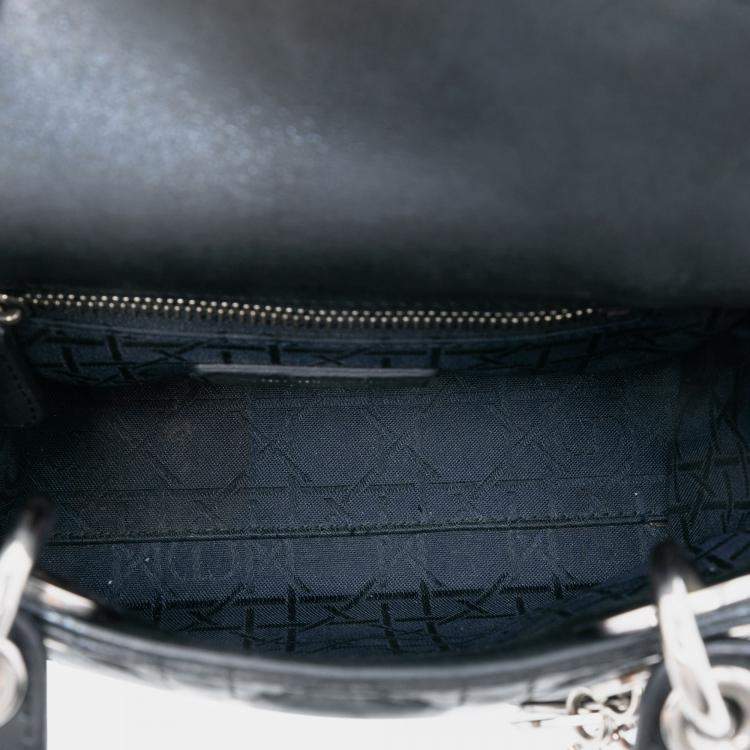 Pre Owned Dior Black Mini Iridescent Lambskin Cannage Lady Dior