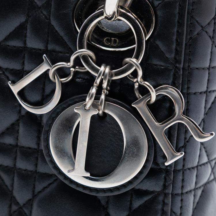 Pre Owned Dior Black Mini Iridescent Lambskin Cannage Lady Dior