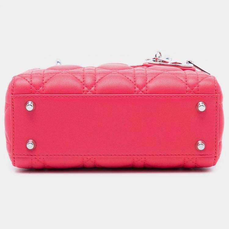 Pre Owned Dior Pink Mini Lambskin Cannage Lady Dior