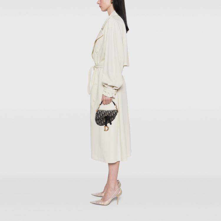 Pre Owned Dior Blue Mini Oblique Canvas Saddle Bag