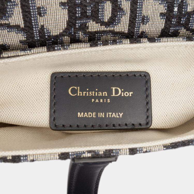 Pre Owned Dior Blue Mini Oblique Canvas Saddle Bag