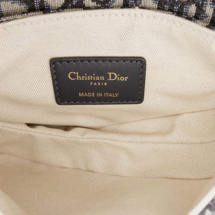 Pre Owned Dior Blue Mini Oblique Canvas Saddle Bag