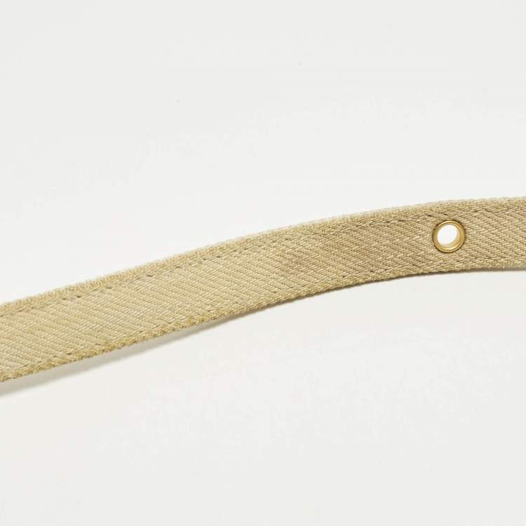 Pre Owned Dior Tie Caro Small Off White Cannage Denim Shoulder Bag