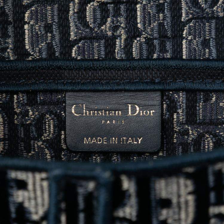 Pre Owned Dior Blue Oblique Embroidered Velvet Saddle Bag
